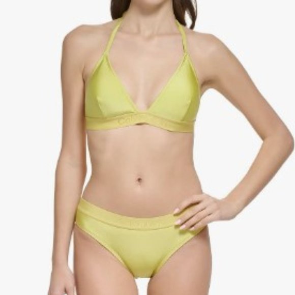 Calvin Klein Halter Bikini in "Pear Shimmer" NEW-  Sz. Lrg - Picture 1 of 10